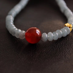 Red Agate Gray White Jade Necklace，Gemstone Pendant Jewelry，Elegant Handmade Gift，Natural Stone Necklace,Gift，Choker，