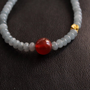 Red Agate Gray White Jade Necklace，Gemstone Pendant Jewelry，Elegant Handmade Gift，Natural Stone Necklace,Gift，Choker，