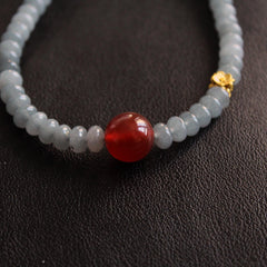 Red Agate Gray White Jade Necklace，Gemstone Pendant Jewelry，Elegant Handmade Gift，Natural Stone Necklace,Gift，Choker，