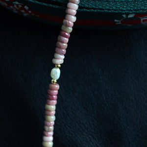 Pink necklace ,Pearl Necklace, Handmade Jewelry, Gift for Her,Choker,Aventurine Healing Necklace,Natural Raw Crystal Choker Necklace