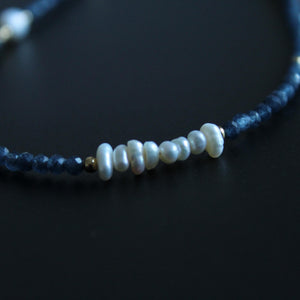 Pearl Necklace, Unique Pearl and Jade Necklace for Women, Baroque Pearl Jewelry, blue Gemstone Necklace, Mothers Day Gift
