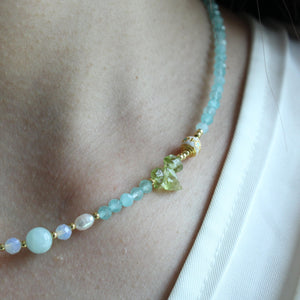 Dainty Peridot Choker Necklace, Olive Green August Birthstone Jewelry,  Delicate Birth Month Necklace for Women