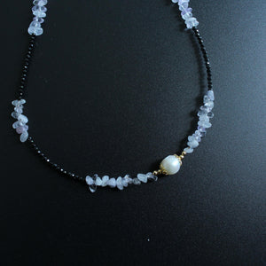 Natural Black Spinel Necklace , Black Spinel Jewelry,Amethyst Choker, Stone Beaded Necklace Purple Crystal Choker, Jewelry Birthstone  Gift