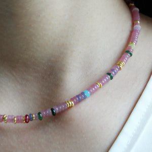 Multi Color Jade Necklace,Colorful Necklace,Colorful Jewelry，Minimalist Necklace, Gift for Her,Handmade Gemstone Jewelry,
