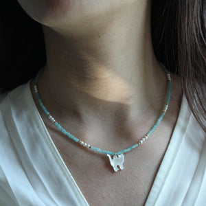 Cat pendant,Natural Blue Amazonite Smooth Oval Nugget Shape Gemstone Loose Beads,Minimalist Handmade Crystal Necklace,  Gift for Her