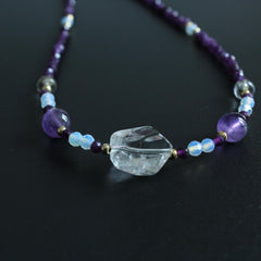 White Crystal Purple Crystal Necklace｜Natural Crystal Healing Jewelry｜February Birthstone Gift｜Layered Gemstone Necklace｜Gift for Her