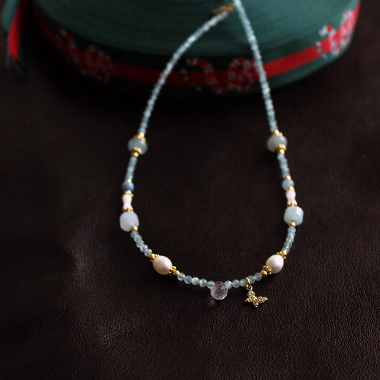 Natural Stone Pearl Necklace｜Natural Shell Jewelry｜Ocean Inspired Healing Necklace｜Gift for Her｜Boho Beach Jewelry