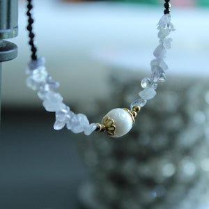 Deep Blue Sapphire Necklace, Handmade Beaded Necklace, Freshwater Pearls, Gold Accents, Elegant Jewelry Gift