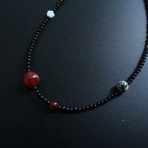 Black Agate , Choker Beaded Necklace, Waterproof Crystal Choker, Healing Jewelry Gift,Gemstone gift Natural Red Agate,Natural Raw Crystal