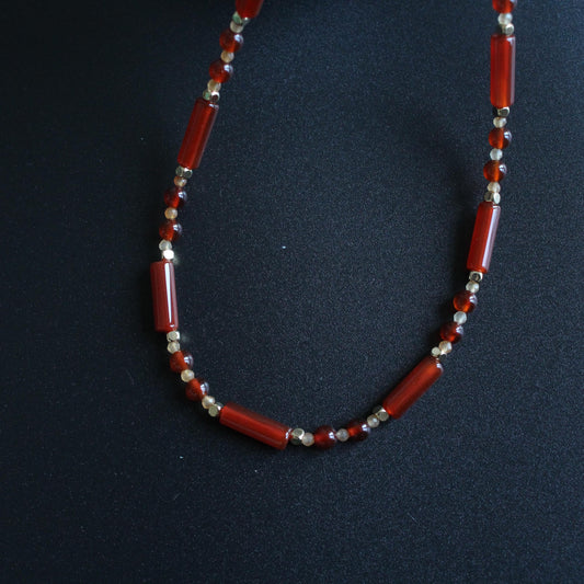 Red Carnelian Necklace Choker, Red Necklace, Red Gemstone Necklace, Genuine Carnelian, Beaded Necklace, Handmade Jewelry,gift
