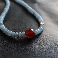 Red Agate Gray White Jade Necklace，Gemstone Pendant Jewelry，Elegant Handmade Gift，Natural Stone Necklace,Gift，Choker，