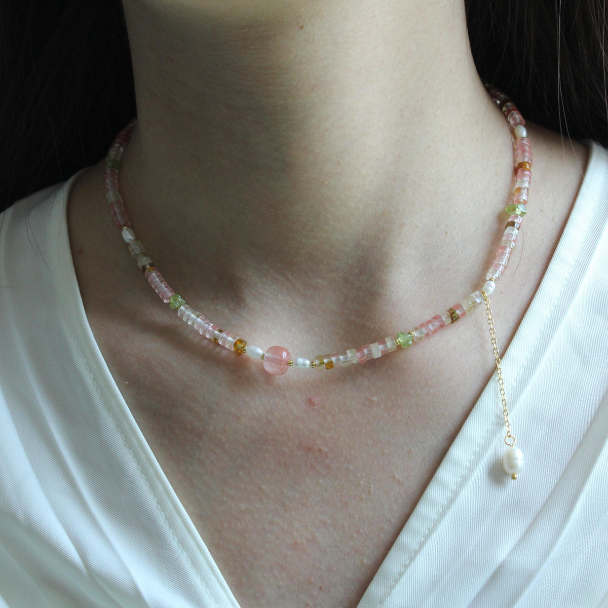 Dainty Peridot Choker,August Birthstone Necklace,natural green gemstone,Genuine Green Gemstone Choker,Gift for her, pearl necklace