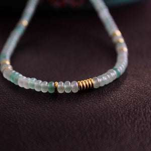 Green Aventurine & Metal Bead Necklace, Adjustable Gold Chain, Handmade Jewelry, Gift for Her,Dainty Jewelry Mother's Day Gift