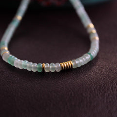 Green Aventurine & Metal Bead Necklace, Adjustable Gold Chain, Handmade Jewelry, Gift for Her,Dainty Jewelry Mother's Day Gift