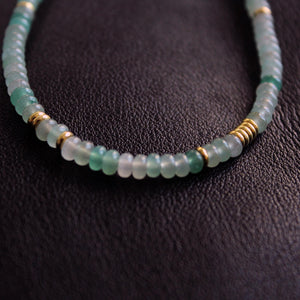Green Aventurine & Metal Bead Necklace, Adjustable Gold Chain, Handmade Jewelry, Gift for Her,Dainty Jewelry Mother's Day Gift
