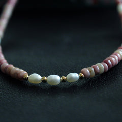 Pink necklace ,Pearl Necklace, Handmade Jewelry, Gift for Her,Choker,Aventurine Healing Necklace,Natural Raw Crystal Choker Necklace