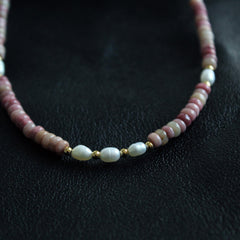 Pink necklace ,Pearl Necklace, Handmade Jewelry, Gift for Her,Choker,Aventurine Healing Necklace,Natural Raw Crystal Choker Necklace