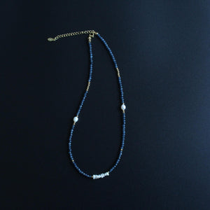 Pearl Necklace, Unique Pearl and Jade Necklace for Women, Baroque Pearl Jewelry, blue Gemstone Necklace, Mothers Day Gift