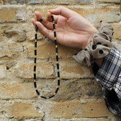 Black Agate Beaded Necklace | Minimalist Gold Bead Choker | Natural Stone Jewelry for Protection | Dainty Healing Crystal Necklace
