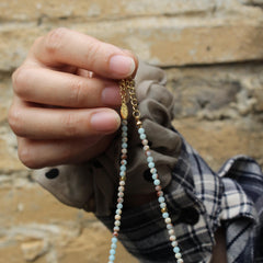 Shoushan Stone Necklace with Large Rose Quartz, White Jade & Freshwater Pearl | Healing Crystal Jewelry | Oriental Gemstone Gift