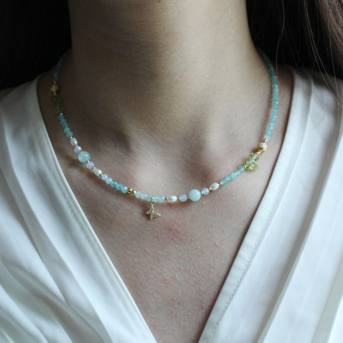 Dainty Peridot Choker Necklace, Olive Green August Birthstone Jewelry,  Delicate Birth Month Necklace for Women