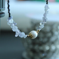 Natural Black Spinel Necklace , Black Spinel Jewelry,Amethyst Choker, Stone Beaded Necklace Purple Crystal Choker, Jewelry Birthstone  Gift