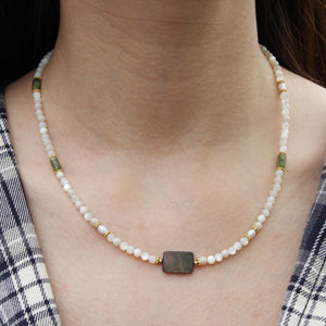 Abalone Shell, Limpet Shell & Freshwater Pearl Necklace | Ocean-Inspired Natural Jewelry | Healing Shell Pendant for Her