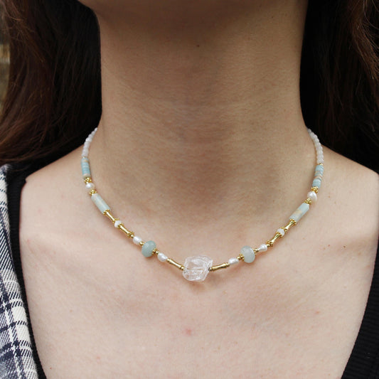 Clear Quartz Necklace | Natural Crystal Pendant | Energy Amplifying Healing Stone | Minimalist Spiritual Jewelry Gift for Her