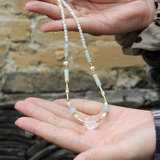 Clear Quartz Necklace | Natural Crystal Pendant | Energy Amplifying Healing Stone | Minimalist Spiritual Jewelry Gift for Her