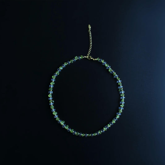 freshwater pearl olivine necklace. Real pearl necklace. Minimalist necklace. Bridal necklace. Gemstones necklace，handmade