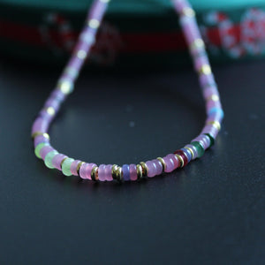 Multi Color Jade Necklace,Colorful Necklace,Colorful Jewelry，Minimalist Necklace, Gift for Her,Handmade Gemstone Jewelry,