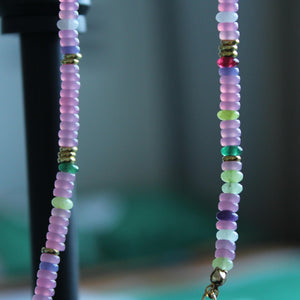 Multi Color Jade Necklace,Colorful Necklace,Colorful Jewelry，Minimalist Necklace, Gift for Her,Handmade Gemstone Jewelry,
