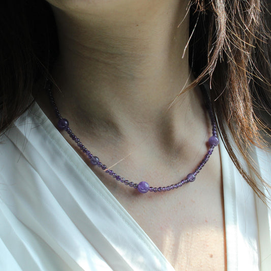 Amethyst Necklace｜Natural Amethyst Crystal Pendant｜February Birthstone Jewelry｜Healing Gemstone Necklace｜Spiritual Gift for Her