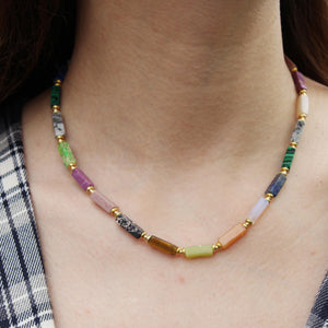 Raw Rainbow Crystal Necklace | Natural Aura Quartz Pendant | Iridescent Raw Gemstone Jewelry | Healing Stone Gift for Her