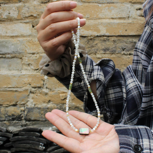 Abalone Shell, Limpet Shell & Freshwater Pearl Necklace | Ocean-Inspired Natural Jewelry | Healing Shell Pendant for Her