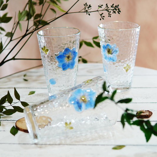 Floral Glass Cup with Real Pressed Flowers, Gift for Her