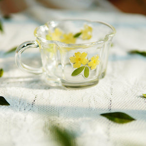 Pressed Flower Glass Coffee Cup & Saucer — Handcrafted Floral Tea Cup