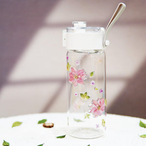 600 ml Glass Tumbler with Real Preserved Flowers