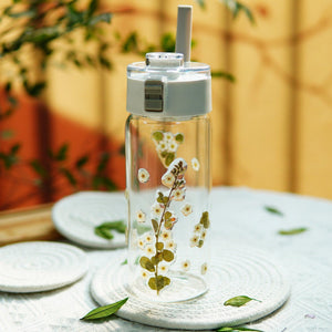 600 ml Glass Tumbler with Real Preserved Flowers
