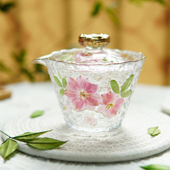 Handcrafted Floral Gaiwan & Fair Cup Set â€?Real Preserved Flowers, Eco Resin Tea Cup