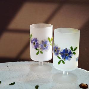 Handcrafted Frosted Glass Gaiwan Set with Real Preserved Flowers