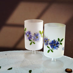 Handmade Frosted Glass Gaiwan Set with Real Preserved Flowers â€?Eco Resin Floral Tea Cup