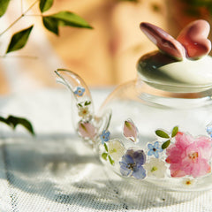 Handmade Pressed Flower Glass Teapot, Botanical Encased Teaware, Eco Friendly Artisan Gift