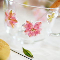 Handmade Real Flower Resin Glass Mug | Preserved Petals Breakfast Cup