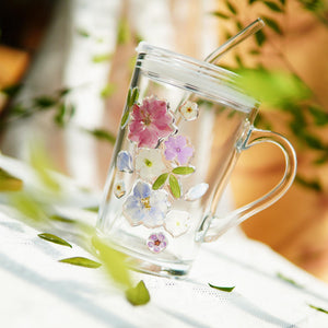 Handcrafted Pressed Flower Glass Tumbler with Straw — Real Flower Art Drinkware