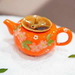 Handcrafted Ceramic Teapot Cup Set — Real Pressed Flowers, Floral Tea Tableware