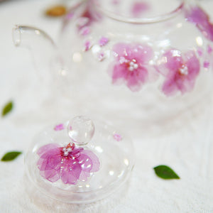 Handcrafted Pressed Flower Glass Teapot and Cup Set — Botanical Tea Gift