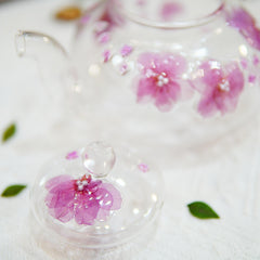 Handmade Pressed Flower Glass Teapot and Cup Set â€?Botanical Tea Gift