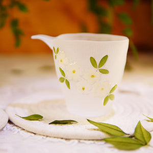 Handcrafted Lotus Teapot Cup Set, Frosted Glass