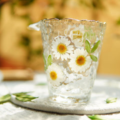 Handcrafted Gaiwan Fair Cup Set â€?Real Preserved Daisy Flowers, Eco Resin Floral Tea Cup